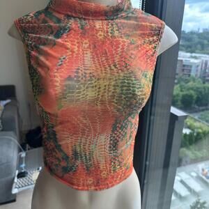 PrettyLittleThing Vibrant Snake Print Tank Top - Orange and Green [COPY]